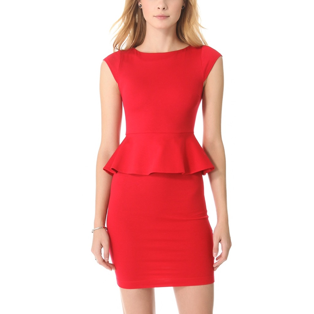 Alice + Olivia Red Victoria Peplum Dress